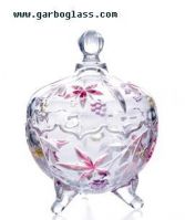 Footed crystal glass candy dish