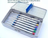 PDL Luxating Elevator 7pcs set with instrument Mesh Stainless steel cassette. Excellent quality totally made of stainless steel.