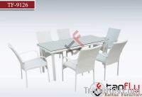 TF-9126 White wicker dining set