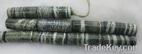 gemstone beads, semi precious stone beads, natural green silver line
