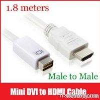 1.8m Mini DVI Male to HDMI Male Extension Cable Adapter Converter