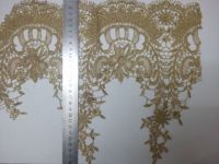 24 cm high quality vintage look gold embroidery lace trim and fabric