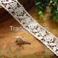 3.5 cm good quality cotton rose lace trim water soluble lace wholesale and retail