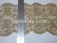 Gold Cord Embroidery Lace trim and fabric  wholesale