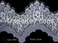 13.5 cm off white and black  scallop edge floral mesh lace trim and fabric wholesale
