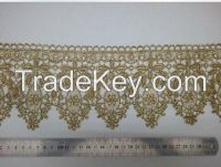 Hot style gold metallic french lace trim