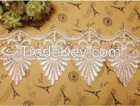 Hot sale vintage look off white embroidery lace trim for wedding dress
