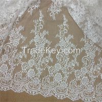 White and off white phoenix full floral embroidery mesh lace fabric wholesale