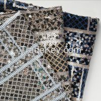 2015  Fashion style 130 cm  High quality embroidered sequins lace fabric French lace fabric wholesale