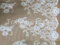 Raschel eyelash lace french lace with cord wedding dress lace fabric wholesale