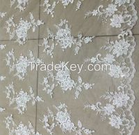 Bridal dress high quality embroidered french lace fabric for dress garment lace fabric and trim