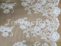 Raschel Rose eyelash lace french lace with cord wedding dress lace fabric wholesale