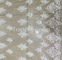Full embroidered tulle french lace fabric wholesale high density high quality