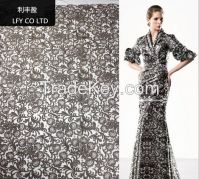High quality rhinestone embroidered garment lace fabric french lace wholesale