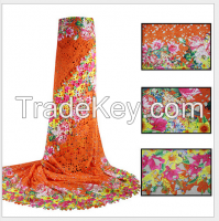 High quality multicolored printing wedding dress women appeal French African Guipure lace Embroidered lace fabrics