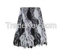 Two tone color  black and white special style African lace fabric French lace