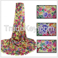 High quality multicolored printing African style Guipure Lace Embroidered lace fabrics