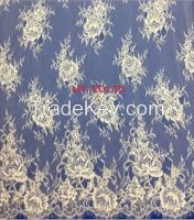 Bilateral eyelash edge lace corded French Chantilly Tulle lace  wedding dress lace fabric wholesale