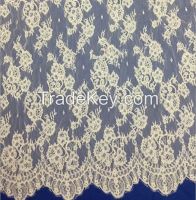 Bilateral eyelash edge lace corded French Chantilly Tulle lace  wedding dress lace fabric wholesale
