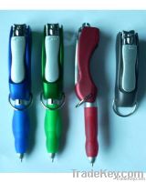 Promotional pen with nail clippers
