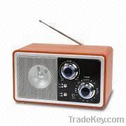 AM/FM Wooden Radio with 88 to 108MHz FM Frequency and 3W Output