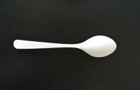 7" PLAware Soupoon, biodegradable, eco-friendly, disposable, sustainable cutlery manufactured by Suzhou industrial park US Biopolymers Corp (Chinese name DELIAN)