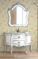 White bathroom cabinet with sink and mirror