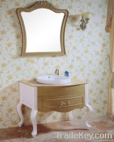 Golden classical solid wood bathroom vanity