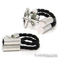 Novelty Black Leather Cufflinks