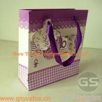 elegant printing paper gift bag with silk ribbon