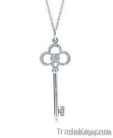 Diamond Keys Crown Key Pendant