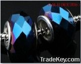 50pcs/Lot Blue glass crystal big hole beads AB 14mm