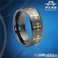 Cross Ceramic Ring Gold Plated