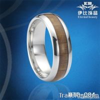 PVC Wood Inlay Cobalt/White Tungsten Ring