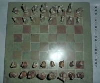 Carved Complete Stone Chess Game Set  