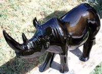 Black African Rhino Stone Sculpture For Interior and Exterior Decor