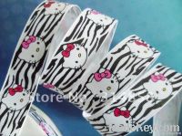 1" zebra kitty Grosgrain ribbon, print ribbon 50yards/roll