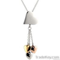 316L Stainless Steel Multicolor Heart Necklace Pendant Chain