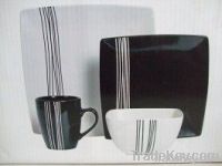 stoneware  dinnerware  16pcs Monochrome and Double glaze in circle and