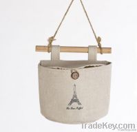 Collapsible Natural cotton fabric hangbag/cards recipe container