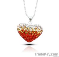 925 silver heart shaped crystal pendant jewelry