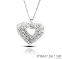 925 silver heart shaped crystal pendant jewelry