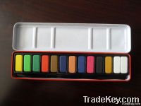 water color cake in iron box