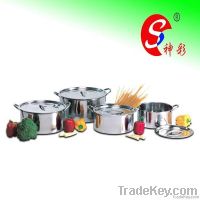 8pcs stainless steel shallow stock pot set with glass lid