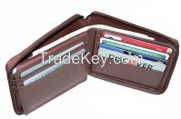 Zipper Bi fold Leather Travel Wallet