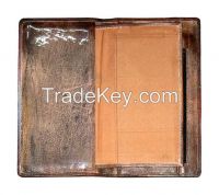 Hand Painted Leather Checkbook Cover Long Wallet