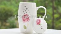 customised high quality white porcelain ceramic mugs and cups with nice design for promotions