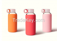 water drinking glass bottle/cup with plastic lid