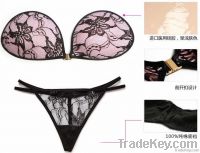 Black Lace Flower Bra Set