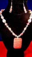 RD000221 - ARGENTINE RHODOCHROSITE NECKLACE & EARRING SET